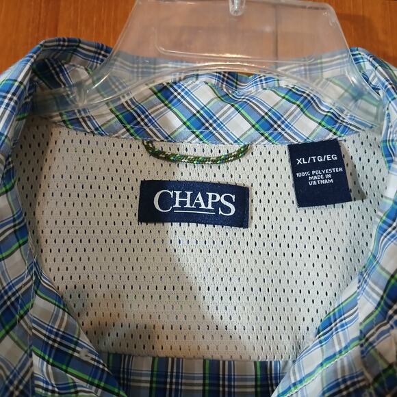 Chaps Mens Shirt Short Sleeve/ Button-Down/ Multicolor Mini-Plaid/XL - Picture 4 of 7